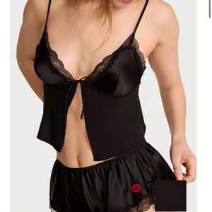 Victoria's Secret Black Satin Lace Camisole